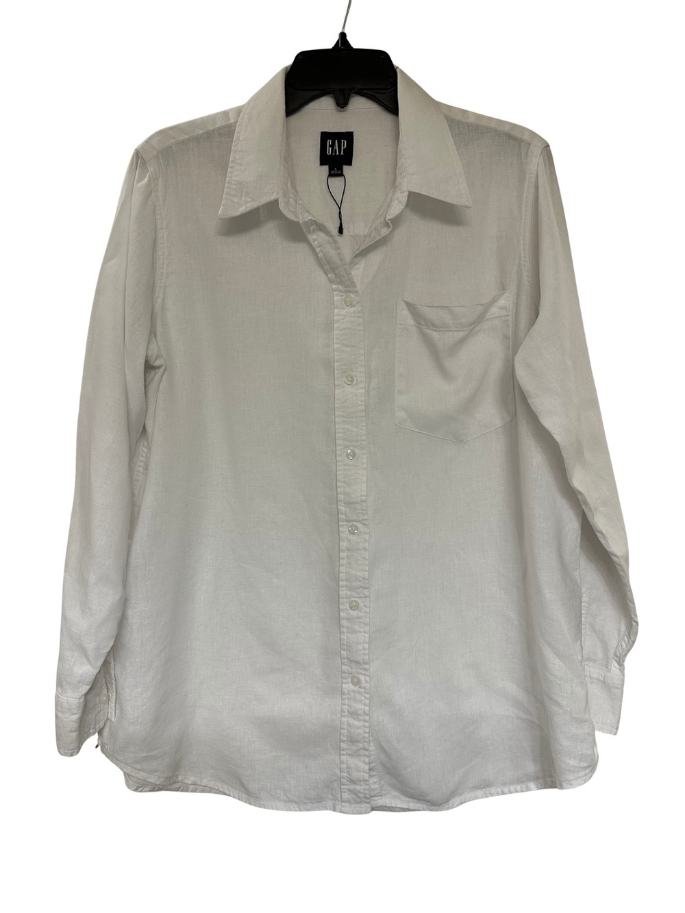 Gap Linen Shirt NWT Size Large White Button Down Long Sleeve Classic Fit